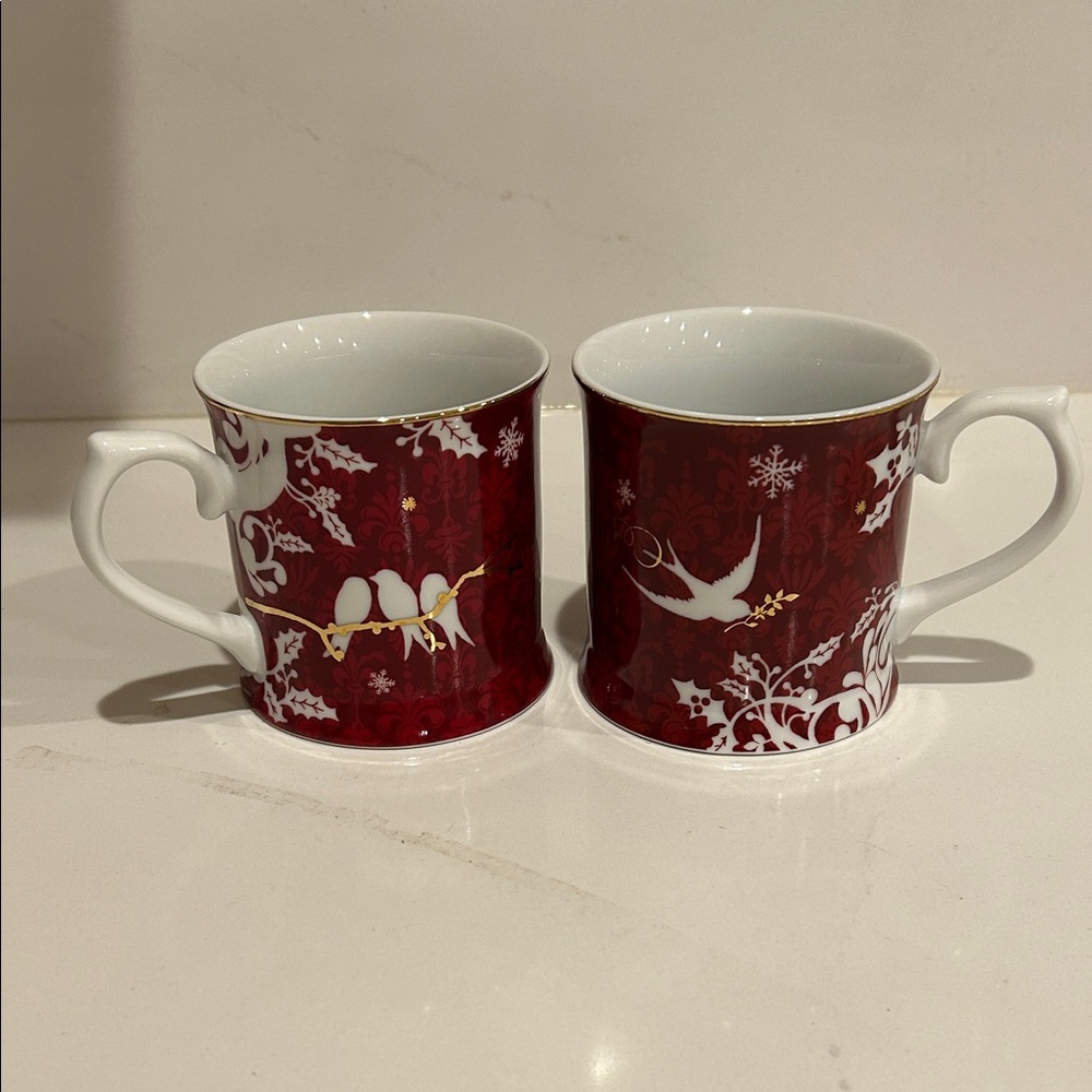 Starbucks Red and White Holiday Mugs (2)